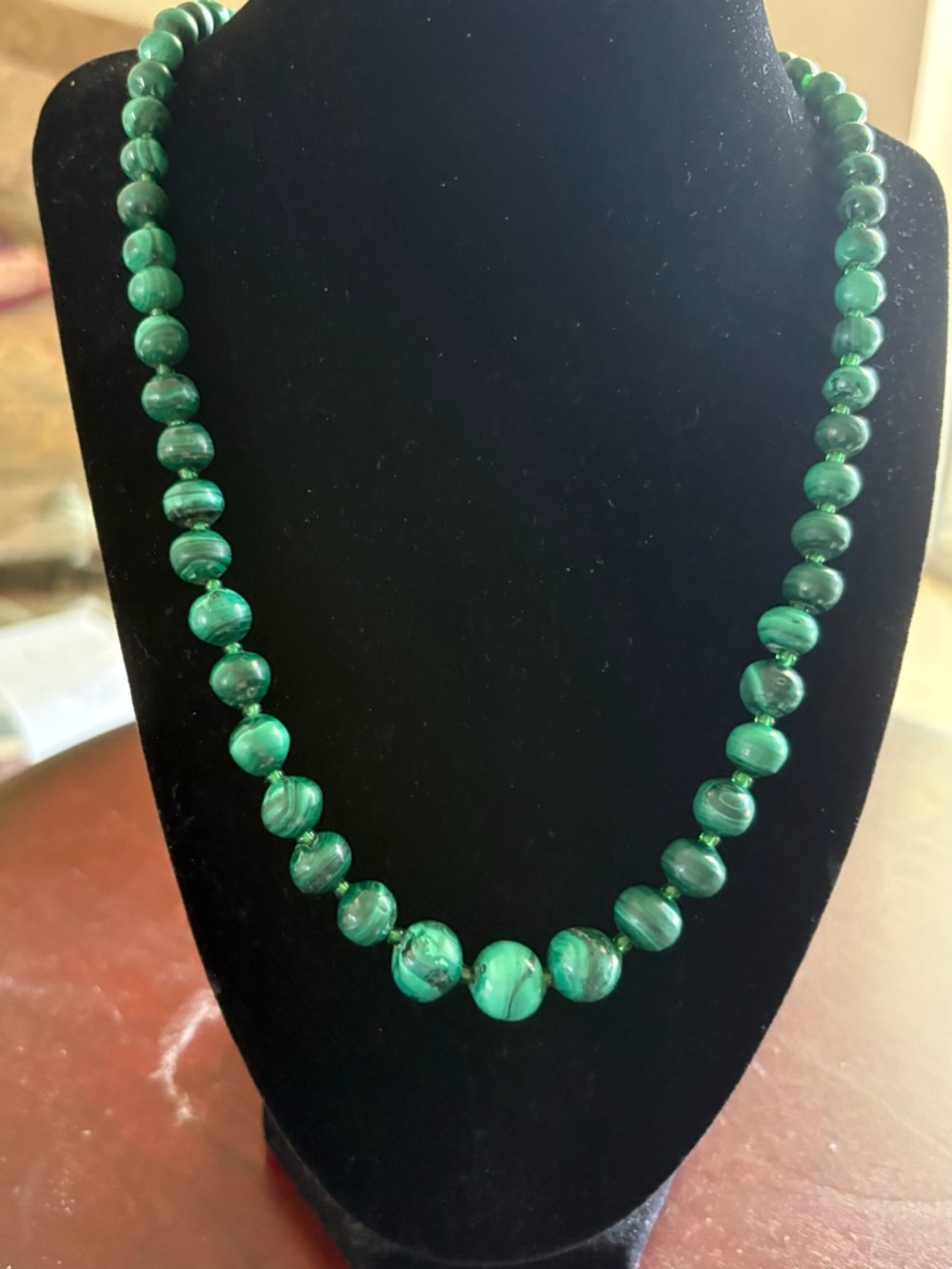 Vintage Malachite Beaded Necklace
